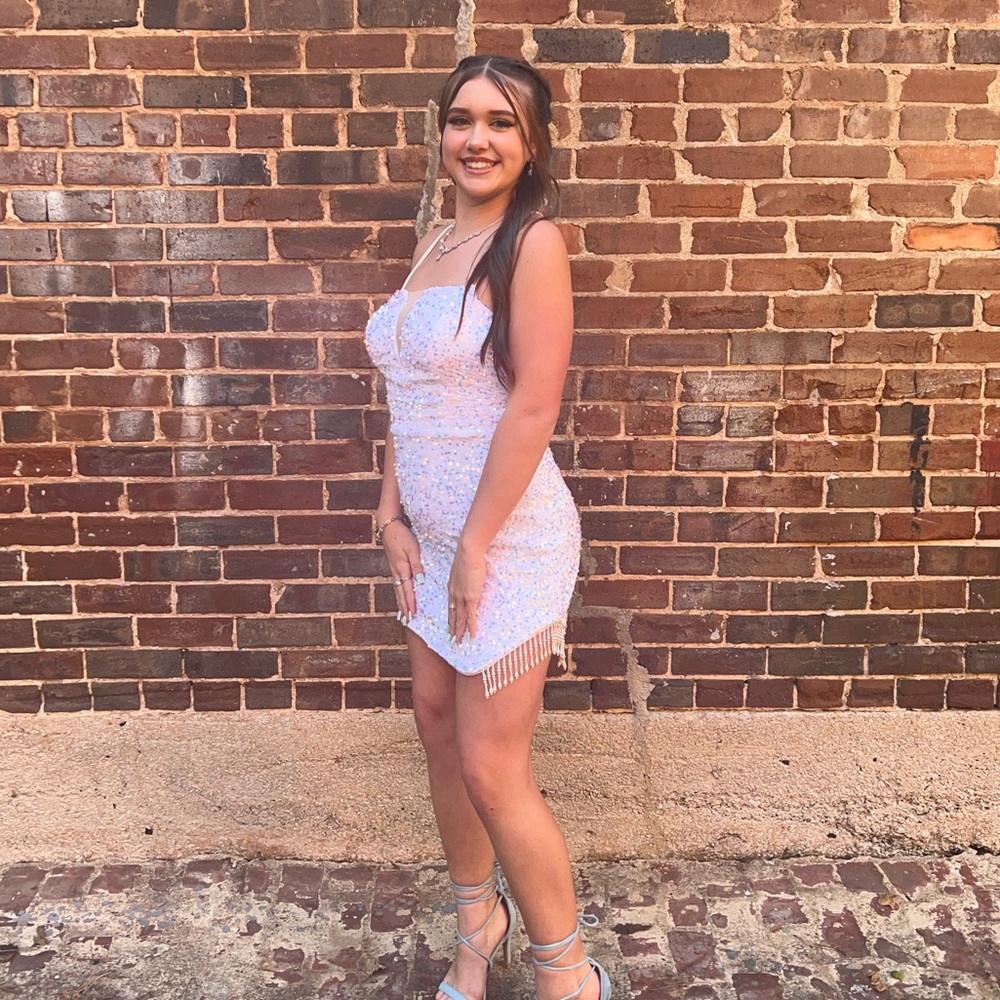 Homecoming dress. champagne color. Worn once. Great condition!